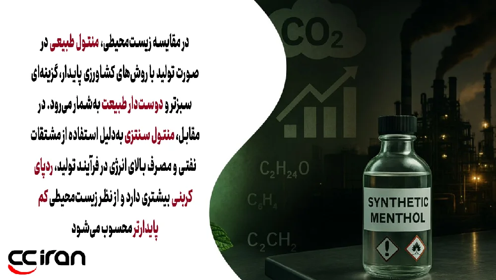 مقایسه تاثیرات محیط زیستی منتول طبیعی و سنتزی